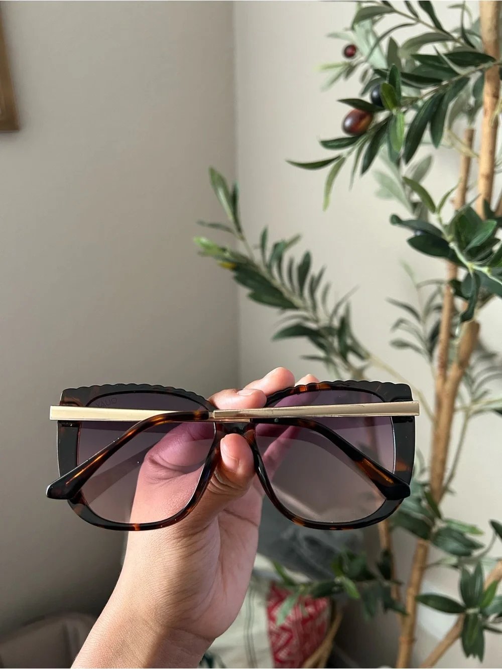 QUAY ever after 58mm gradient etched square sunglasses tort/smoke pink gradient